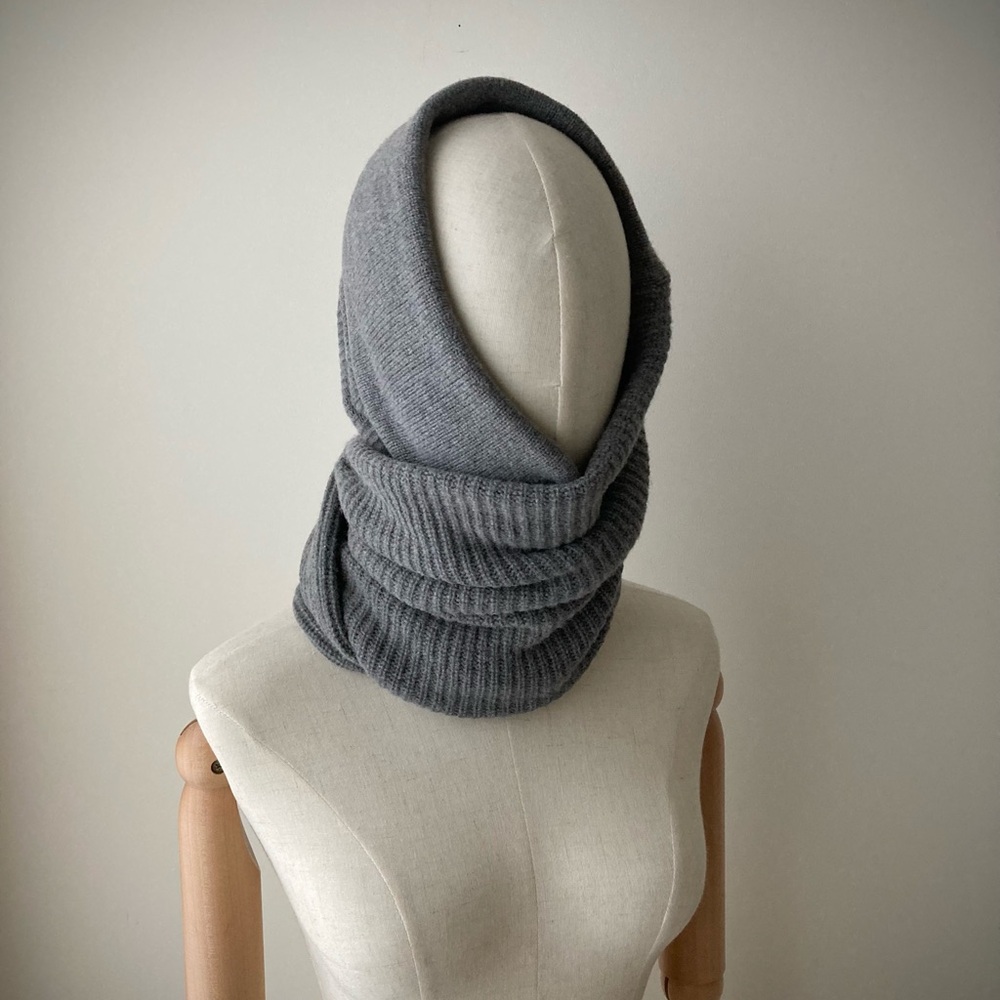 joodito yak wool sweater wrap preppy tie scarf japanese boro ribbed wide gray - Picture 4 of 12
